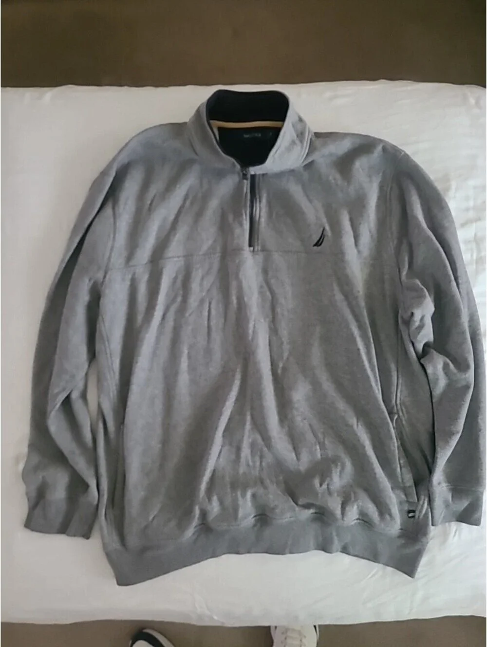 Nautica 3XL Collared Pullover 100% Cotton 1/4 Zip Sweat Shirt With Front Pockets